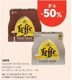 Spar Leffe bouteille blonde, brune, prestige ou ruby aanbieding