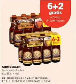 Spar Grimbergen blonde ou double aanbieding