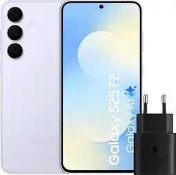 Coolblue Samsung Galaxy S25 FE 128Go Bleu Clair 5G + Samsung Chargeur 25Watts Noir aanbieding
