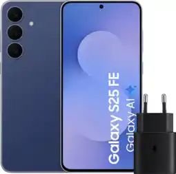 Coolblue Samsung Galaxy S25 FE 256GB Donkerblauw 5G + Samsung Oplader 25 Watt Zwart aanbieding