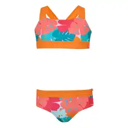 Decathlon Meisjes Dakaria III Tropical Leaves Bikiniset (Oranje/Blauw/roze) aanbieding
