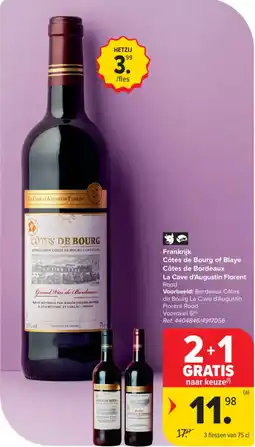 Carrefour Market Frankrijk Côtes de Bourg of Blaye Côtes de Bordeaux La Cave d'Augustin Florent aanbieding