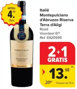 Carrefour Market Italië Montepulciano d'Abruzzo Riserva Terra d'Aligi aanbieding