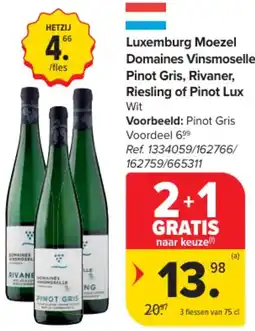 Carrefour Market Luxemburg Moezel Domaines Vinsmoselle Pinot Gris, Rivaner, Riesling of Pinot Lux aanbieding