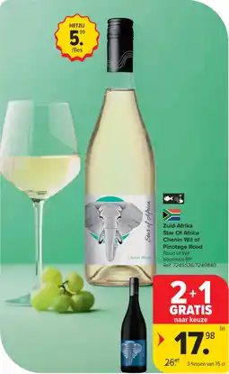 Carrefour Market Zuid-Afrika Star Of Africa Chenin Wit of Pinotage Rood aanbieding