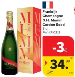 Carrefour Market Frankrijk Champagne G.H. Mumm Cordon Rood aanbieding