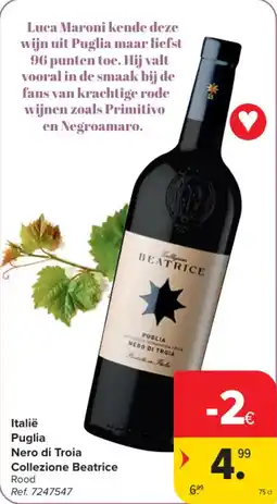 Carrefour Market Italië Puglia Nero di Troia Collezione Beatrice aanbieding