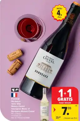 Carrefour Market Frankrijk Bordeaux Terra Vitis Maison Castel Sauvignon Blanc of Bordeaux Maison Castel aanbieding