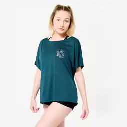 Decathlon Soepel T-shirt voor moderne dans voor dames groenblauw aanbieding