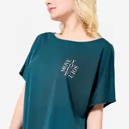 Decathlon Soepel T-shirt voor moderne dans voor dames groenblauw aanbieding