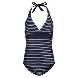 Decathlon Dames Flavia II Stripe One Piece Zwempak (Marine, Wit) aanbieding