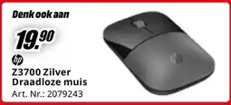 MediaMarkt Hp Z3700 Zilver Draadloze muis aanbieding