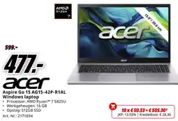 MediaMarkt Acer Aspire Go 15 AG15-42P-R1AL Windows laptop aanbieding