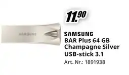 MediaMarkt Samsung BAR Plus 64 GB Champagne Silver USB-stick 3.1 aanbieding