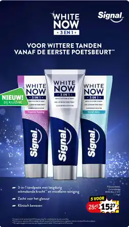 Kruidvat 5 x tandpasta White Now 3-in-1 75 ml aanbieding