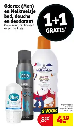 Kruidvat Odorex (Men) en Melkmeisje bad, douche en deodorant aanbieding