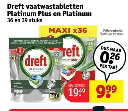 Kruidvat Dreft vaatwastabletten Platinum Plus en Platinum aanbieding