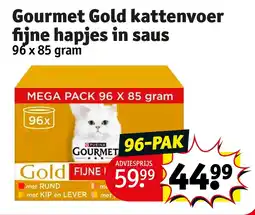 Kruidvat Gourmet Gold kattenvoer fijne hapjes in saus aanbieding