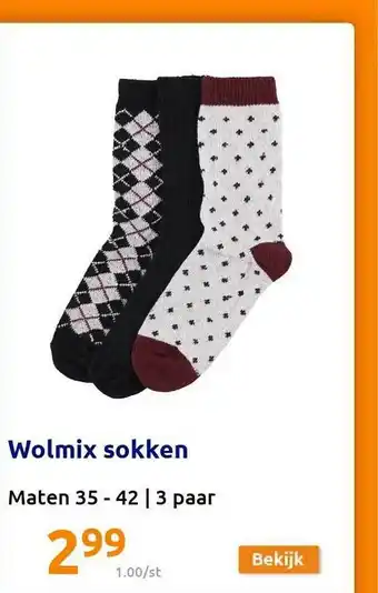 Action Wolmix Sokken aanbieding