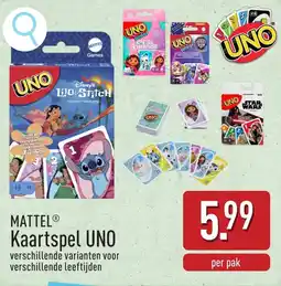 ALDI Mattel kaartspel uno aanbieding