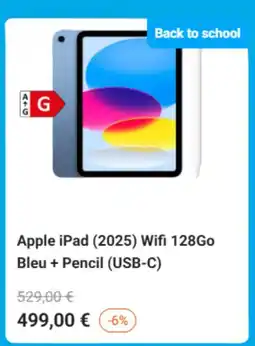 Krëfel Apple iPad (2025) Wifi 128Go Bleu + Pencil (USB-C) aanbieding