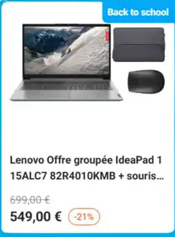 Krëfel Lenovo Offre groupée IdeaPad 1 15ALC7 82R4010KMB + souris. aanbieding