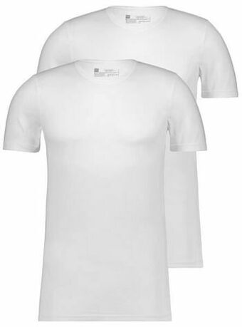 HEMA HEMA Heren T-shirt Slim Fit O-hals Naadloos - 2 Stuks Wit (wit) aanbieding