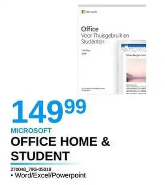 Microsoft office home + student 27004e 7gc-d501g