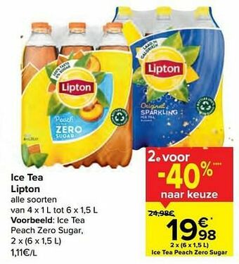 Carrefour Ice tea peach zero sugar aanbieding