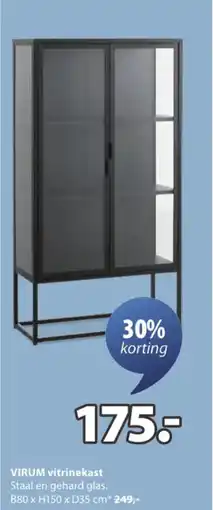 Jysk VIRUM vitrinekast Staal en gehard glas. aanbieding