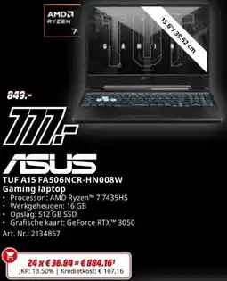 MediaMarkt ASUS TUF A15 FA506NCR-HN008W Gaming laptop aanbieding