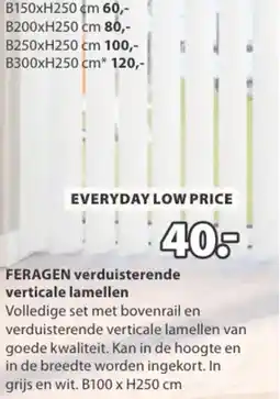 Jysk FERAGEN verduisterende verticale lamellen aanbieding