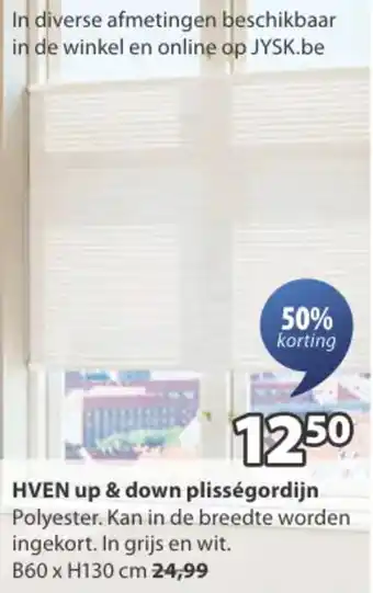 Jysk HVEN up & down plisségordijn aanbieding