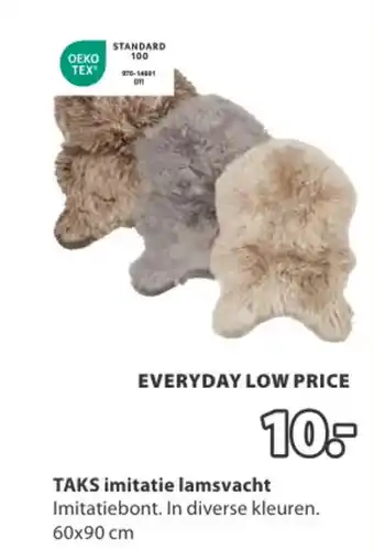 Jysk Taks imitatie lamsvacht aanbieding