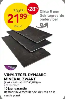 Brico DecoMode Vinyltegel dynamic mineral zwart aanbieding