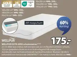 Jysk Wellpur kvita GF85 schuimmatras aanbieding