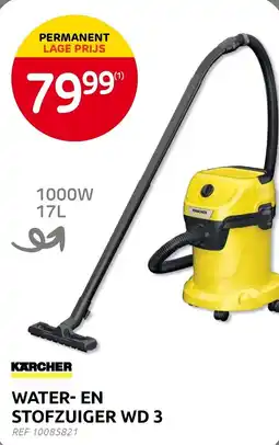 Brico Karcher water- en stofzuiger wd 3 aanbieding