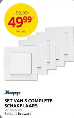 Brico Kopp set van 5 complete schakelaars aanbieding