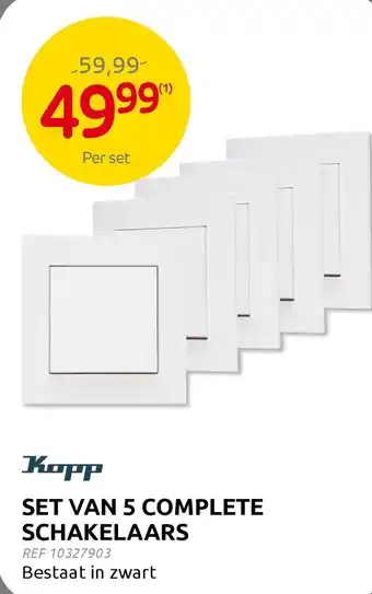 Brico Kopp set van 5 complete schakelaars aanbieding