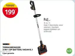 Brico Worx Terrasreiniger 3-in-1 Op Batterij WG441E.1 aanbieding