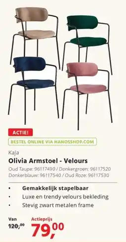 Hanos Kaja Olivia Armstoel Velours aanbieding