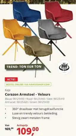 Hanos Kaja Corazon Armstoel Velours aanbieding