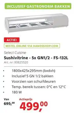 Hanos Select Cuisine Sushivitrine 5x GN1/2 - FS-132L aanbieding