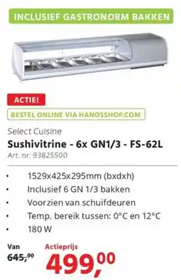Hanos Select Cuisine Sushivitrine - 6x GN1/3 - FS-62L aanbieding