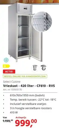 Hanos Select Cuisine Vrieskast CF610 - RVS aanbieding