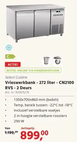 Hanos Select Cuisine Vrieswerkbank CN2100 aanbieding