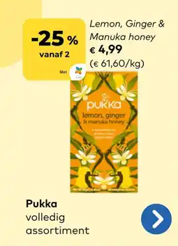 Bio Planet Pukka lemon, ginger & manuka honey aanbieding