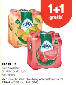 Spar SPA FRUIT niet-bruisend strawberry watermelon 6 x 40 cl aanbieding