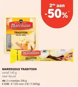 Spar MAREDSOUS TRADITION sneetjes 200 g aanbieding