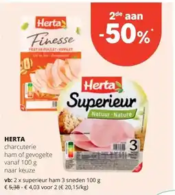 Spar HERTA superieur ham 3 sneden 100 g aanbieding
